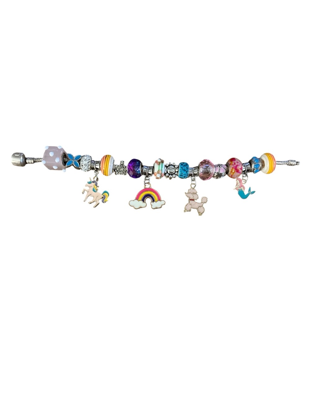 Whimsical Young Girl Fully Loaded 7.5in Silver Tone Charm Bracelet - Picture 3 of 4